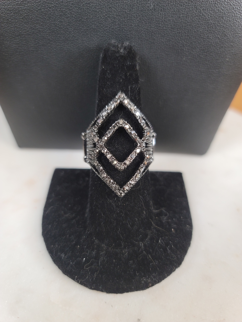 paparazzi Black Geometric Double Diamond Ring